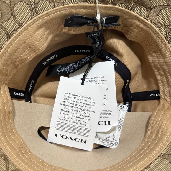 ❤️ Coach Signature Retro Orange Print Bucket Hat - Picture 4 of 10